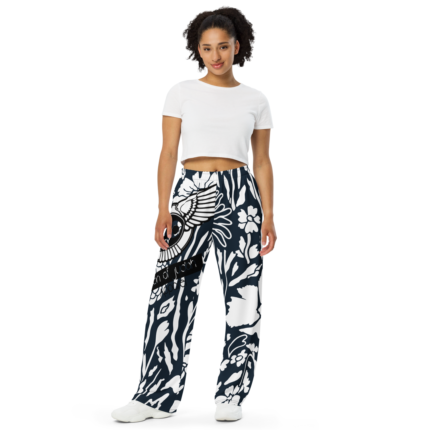 Lion Of Judah Black Logo Black & White Art Graphic Design Unisex Wide-Leg Pants