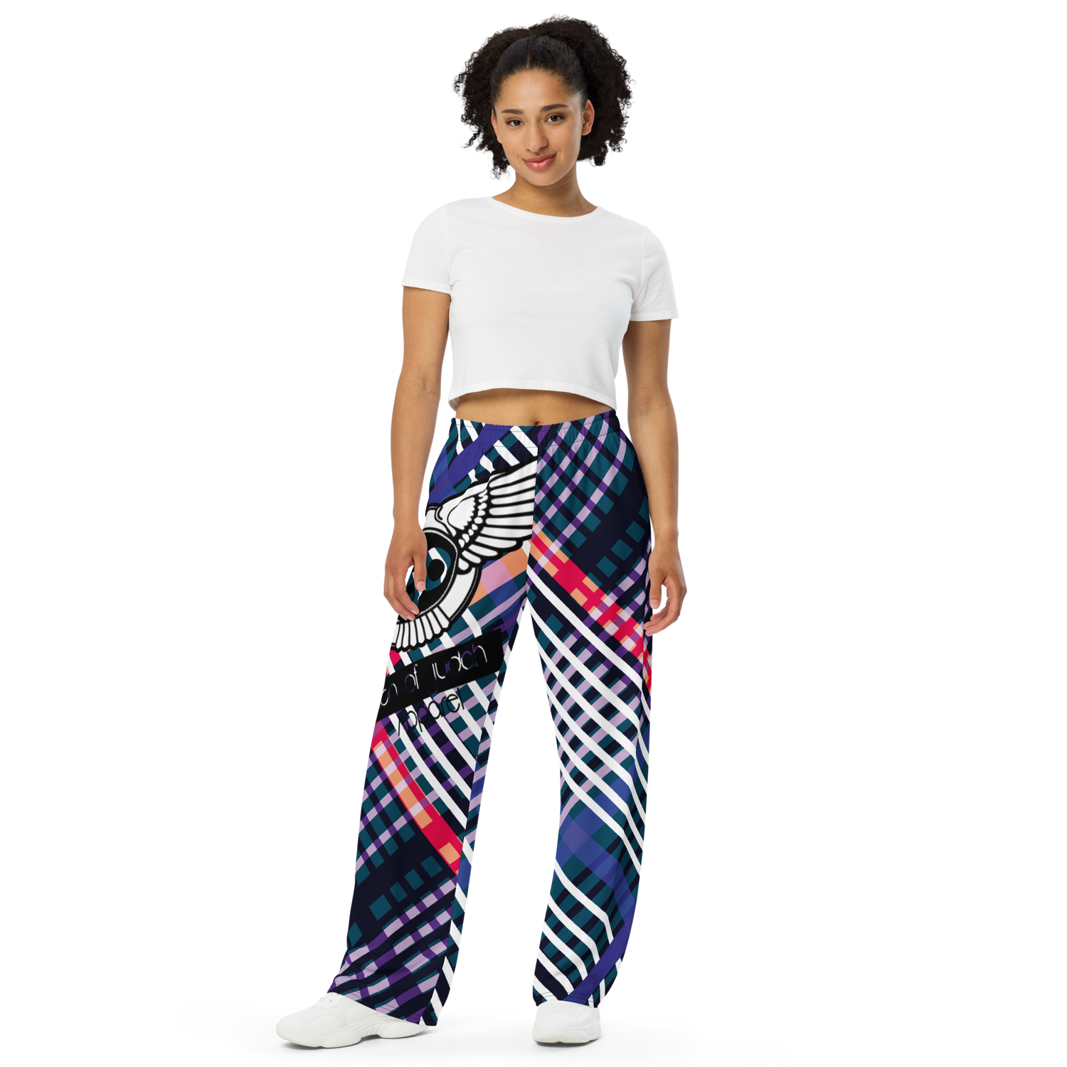 Lion Of Judah Black Logo Color Cross Pattern Graphic Design Unisex Wide-Leg Pants