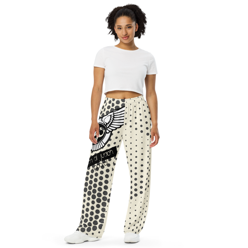 Lion Of Judah Black Logo Tan Pattern Graphic Design Unisex Wide-Leg Pants
