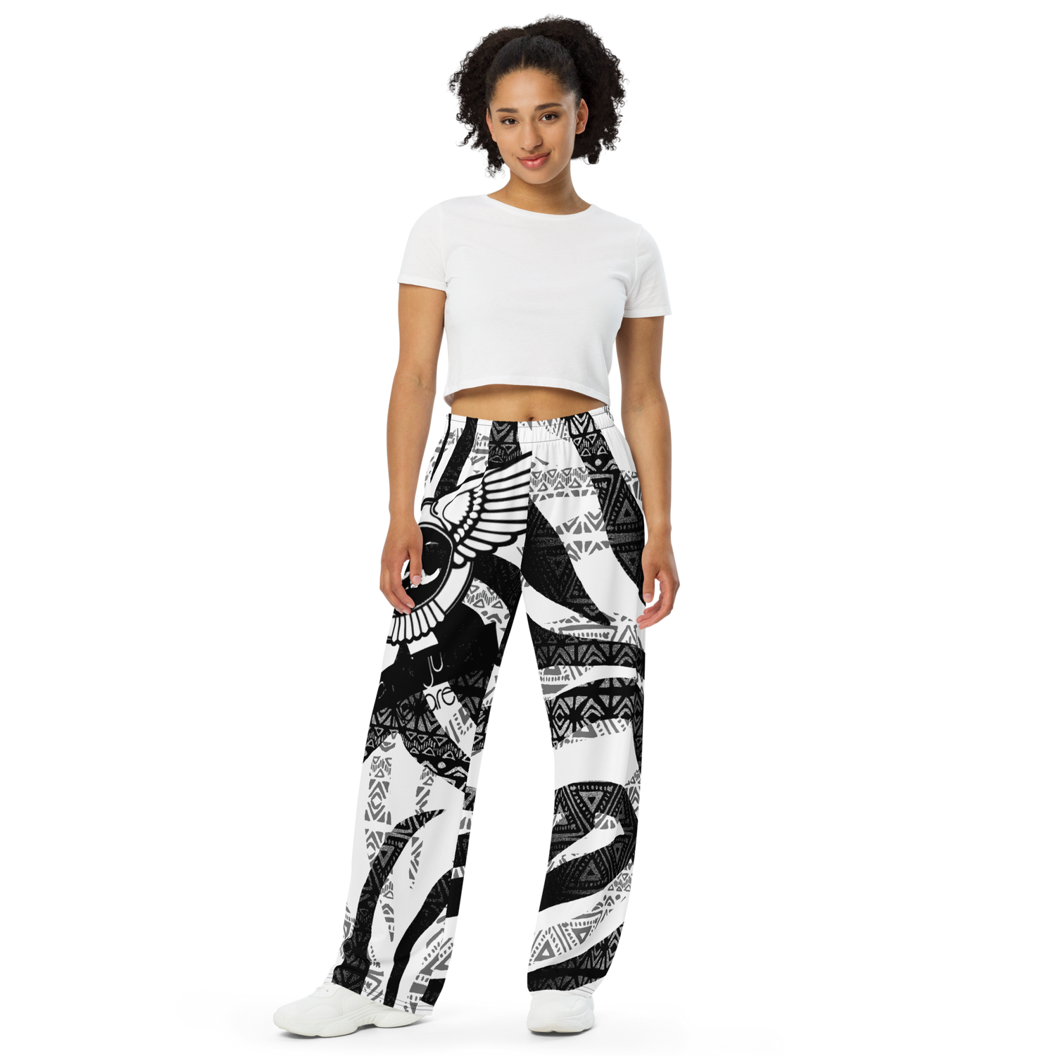 Lion Of Judah Black Logo Zebra Black & White Pattern Graphic Design Unisex Wide-Leg Pants