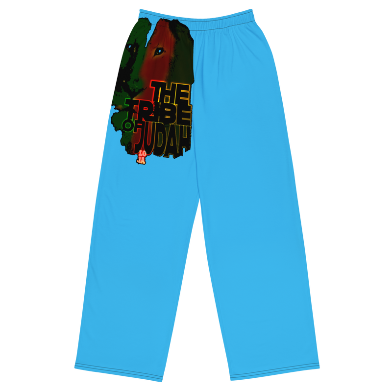 Tribe Of Judah Lion Graphic Design Deep Sky Blue Unisex Wide-Leg Pants