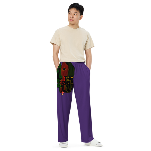 Tribe Of Judah Lion Graphic Design Purple Unisex Wide-Leg Pants