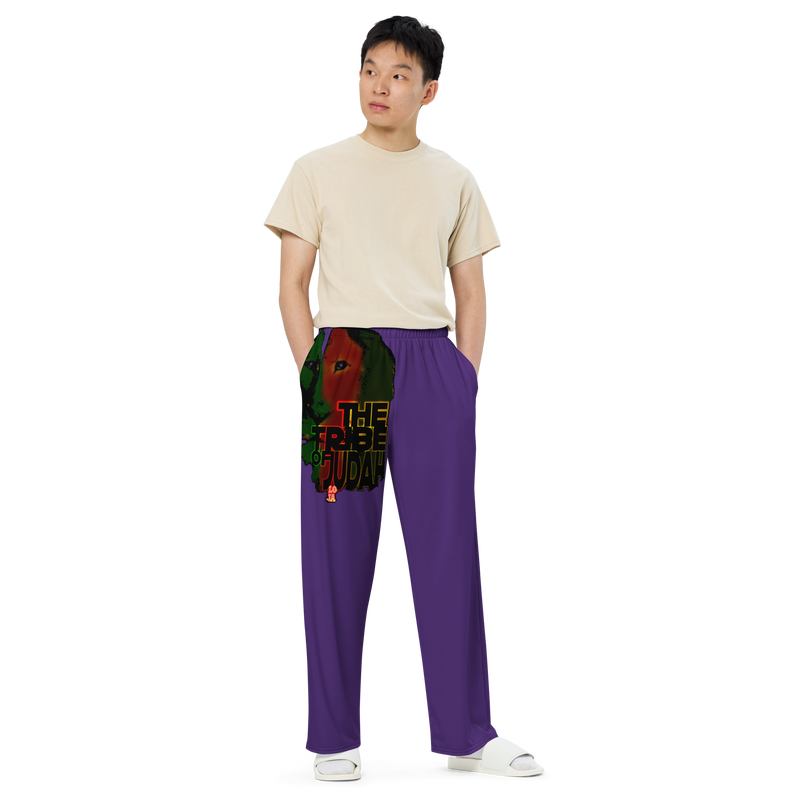 Tribe Of Judah Lion Graphic Design Purple Unisex Wide-Leg Pants