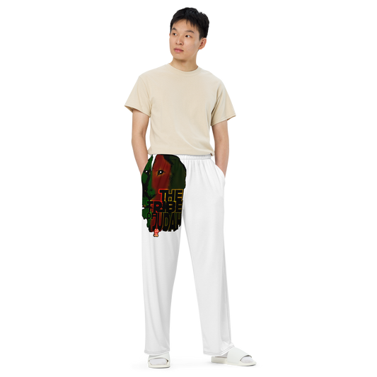 Tribe Of Judah Lion Graphic Design White Unisex Wide-Leg Pants