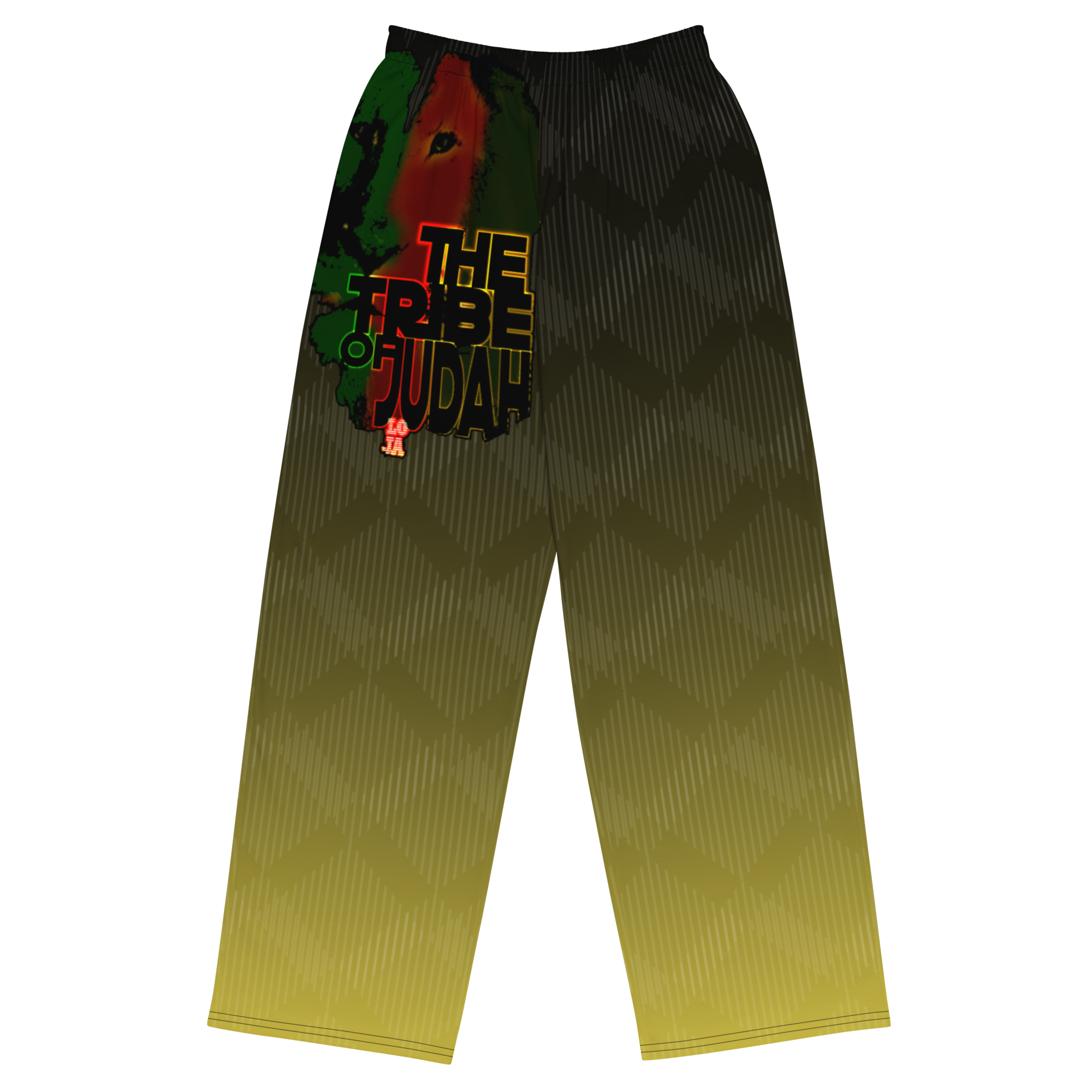 Tribe Of Judah Lion Black to Yellow Fade Graphic Design Unisex Wide-Leg Pants