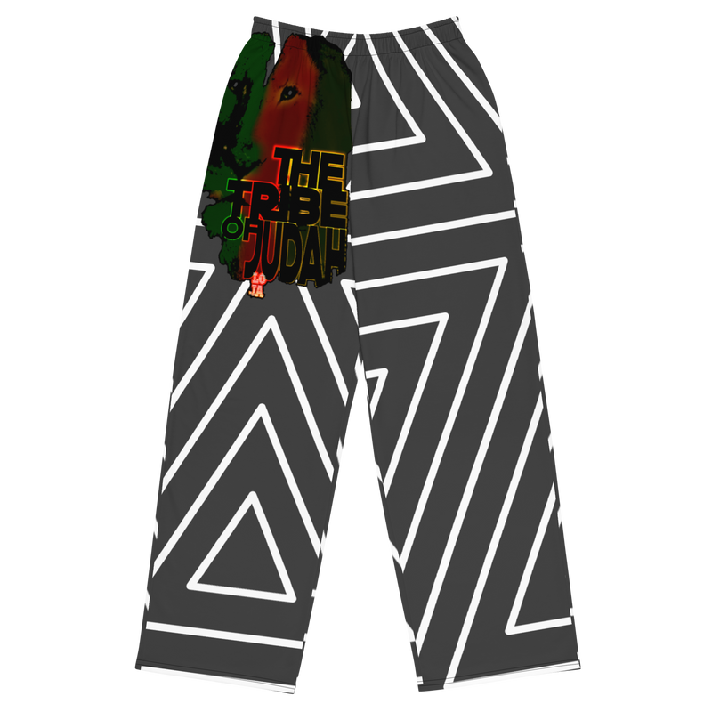 Tribe Of Judah Lion Black & White Abstract shape stripe Graphic Design Unisex Wide-Leg Pants