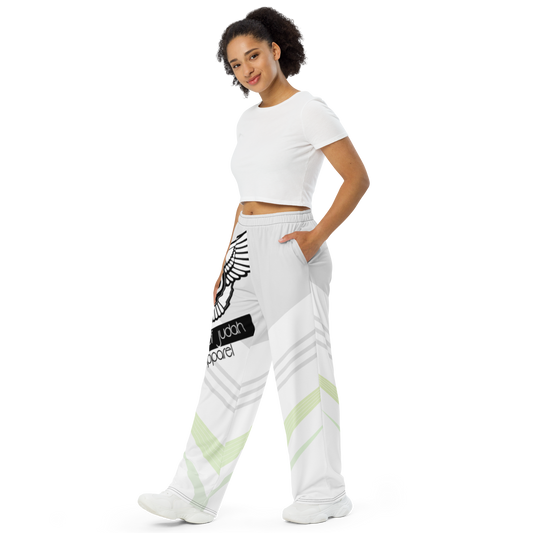 Lion Of Judah Black Logo White Yellow V Shaped Graphic Design V.6 Unisex Wide-Leg Pants