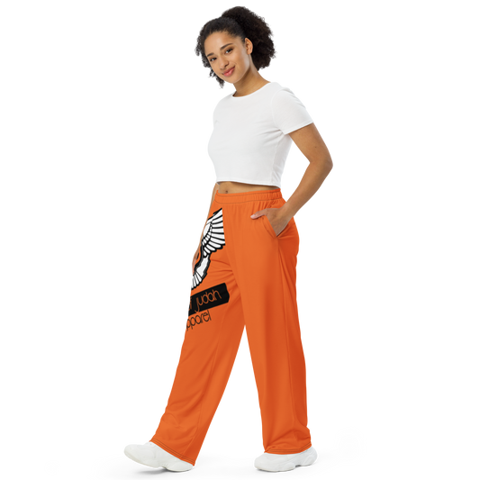 Lion Of Judah Black Logo Orange Graphic Design Unisex Wide-Leg Pants