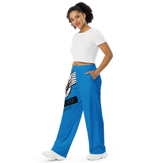 Lion Of Judah Black Logo Navy Blue Graphic Design Unisex Wide-Leg Pants