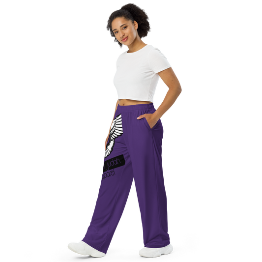 Lion Of Judah Black Logo Purple Graphic Design Unisex Wide-Leg Pants