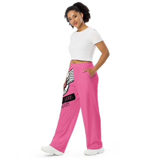 Lion Of Judah Black Logo Pink Graphic Design Unisex Wide-Leg Pants