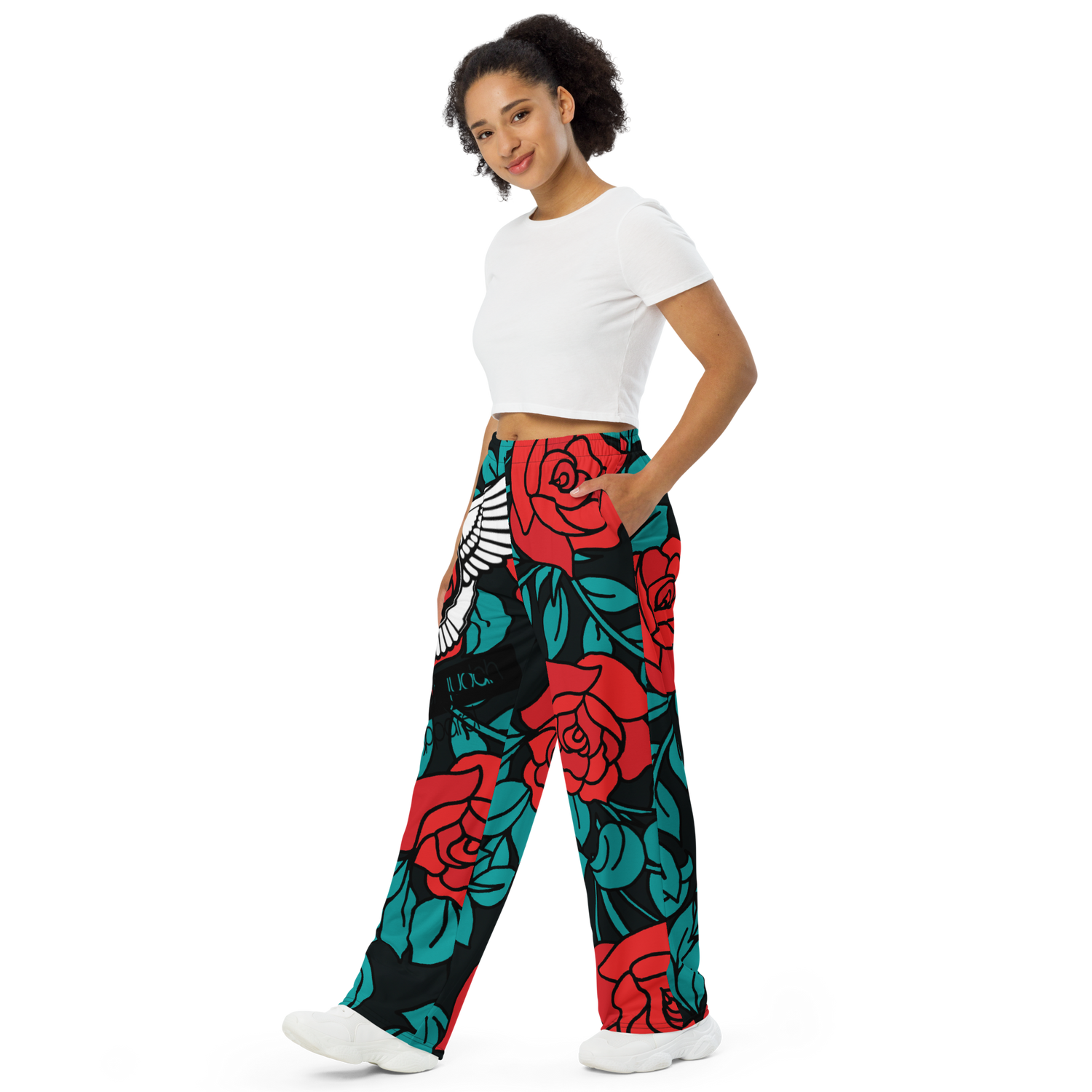 Lion Of Judah Black Logo Red Rose Art Graphic Design Unisex Wide-Leg Pants