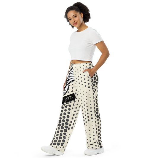 Lion Of Judah Black Logo Tan Pattern Graphic Design Unisex Wide-Leg Pants