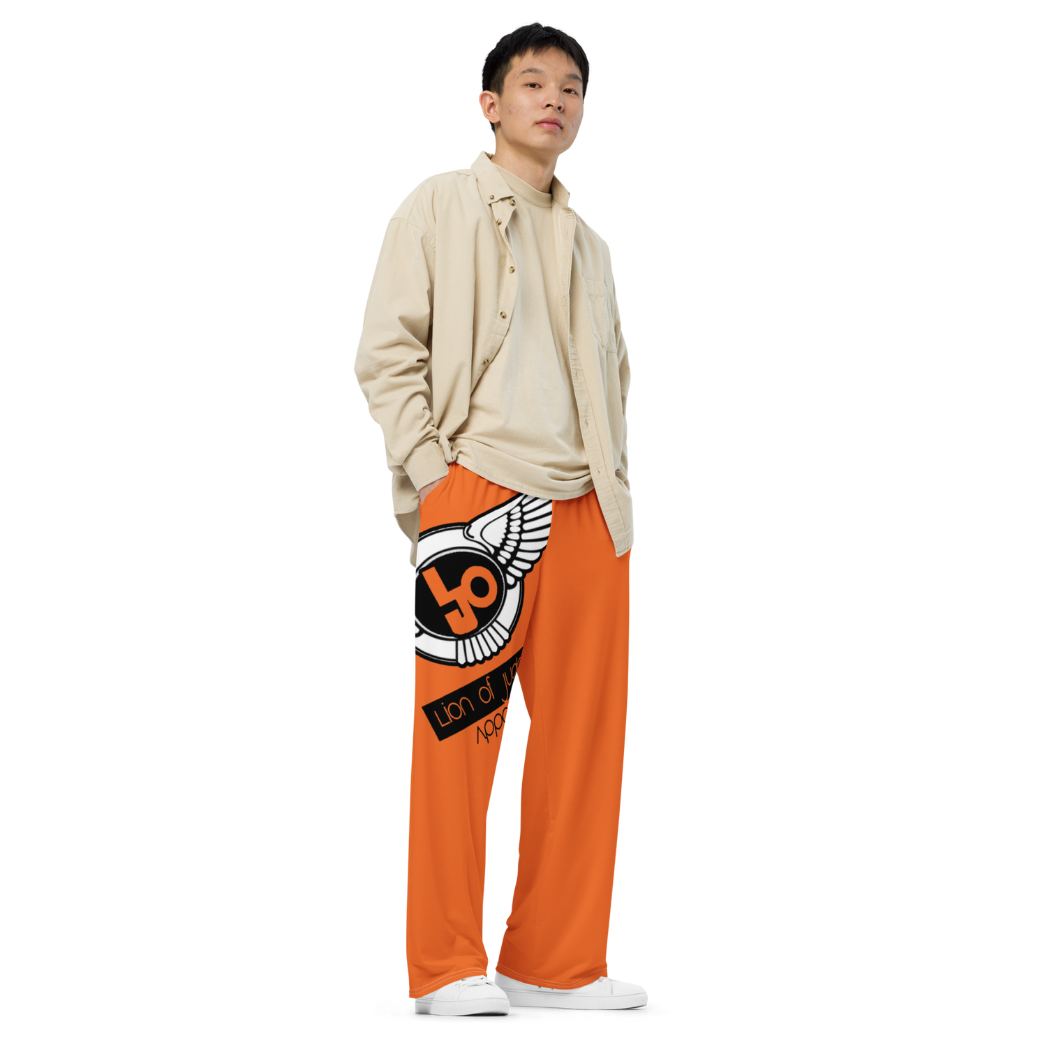 Lion Of Judah Logo Design Men’s Orange unisex wide-leg pants