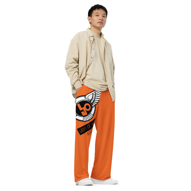 Lion Of Judah Logo Design Men’s Orange unisex wide-leg pants