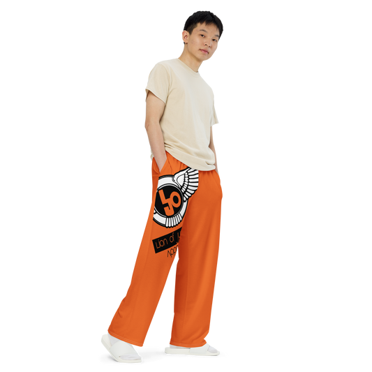Lion Of Judah Logo Design Men’s Orange unisex wide-leg pants