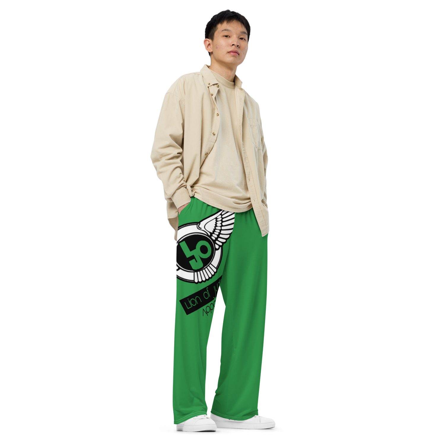 Lion Of Judah Logo Design Green Unisex Wide-Leg Pants