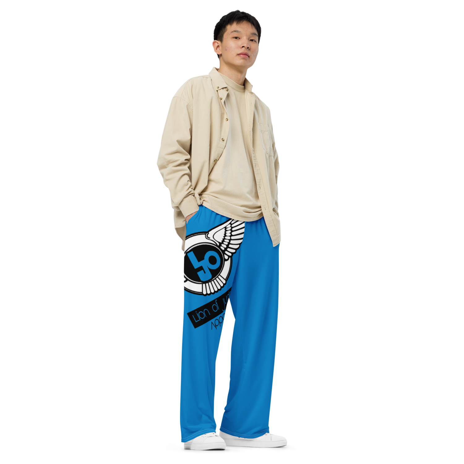 Lion Of Judah Logo Design Men’s Navy Blue Unisex Wide-Leg Pants