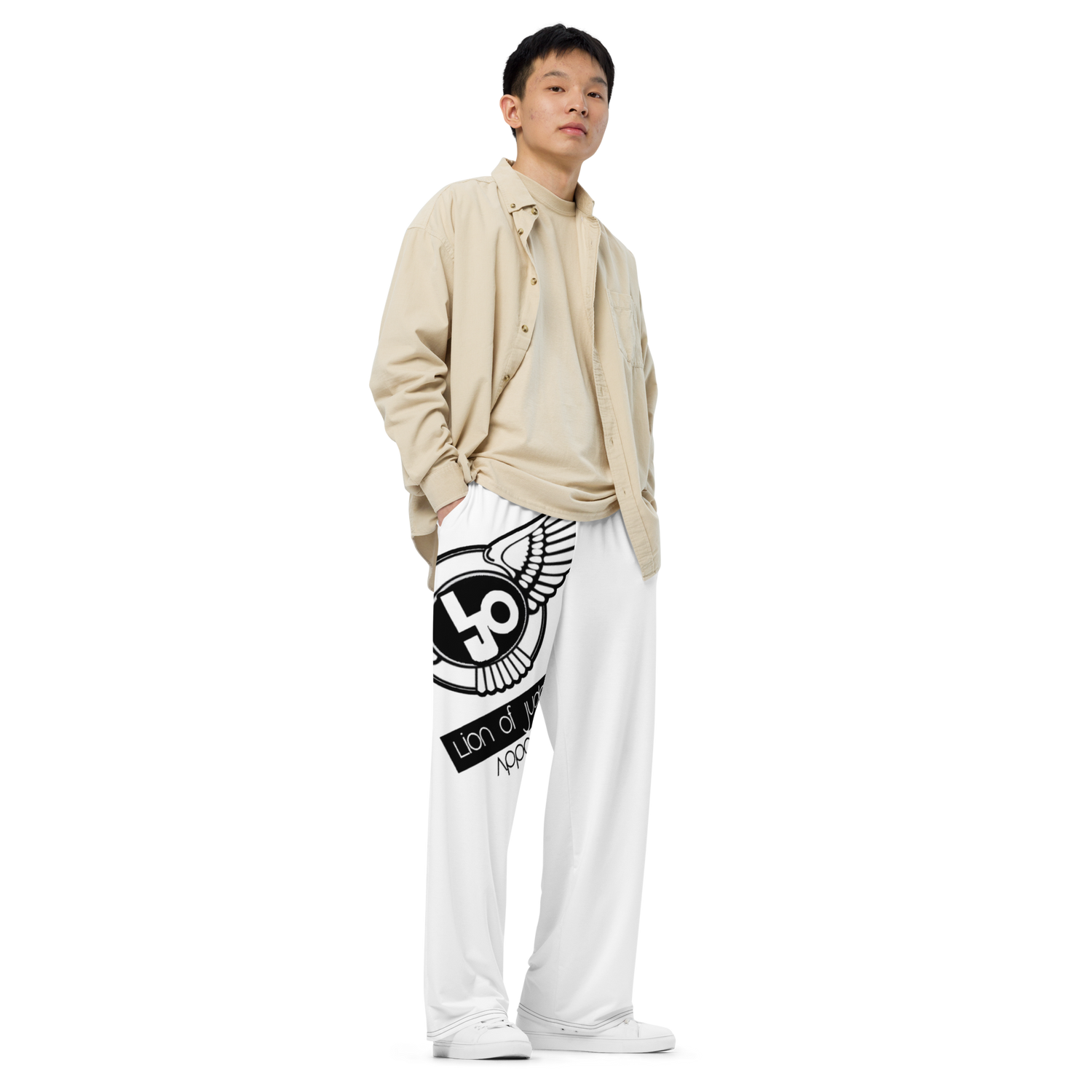 Lion Of Judah Logo Design white Unisex Wide-Leg Pants