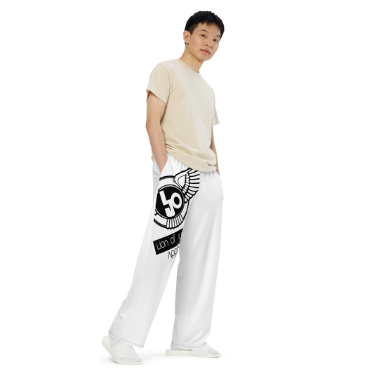 Lion Of Judah Logo Design white Unisex Wide-Leg Pants