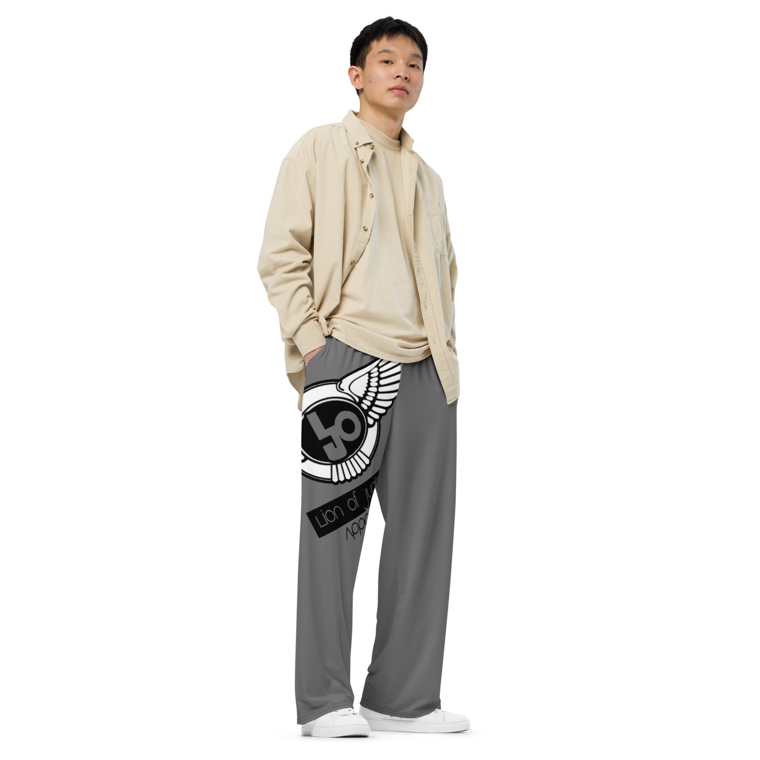 Lion Of Judah Logo Design Grey Unisex Wide-Leg Pants