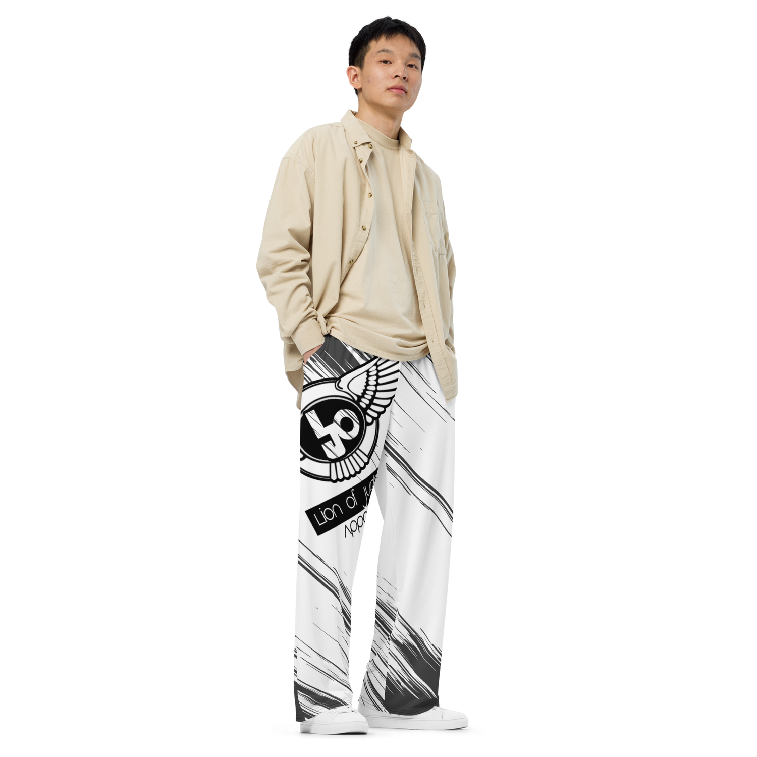 Lion Of Judah Black Logo Graphic Design Unisex Wide-Leg Pants
