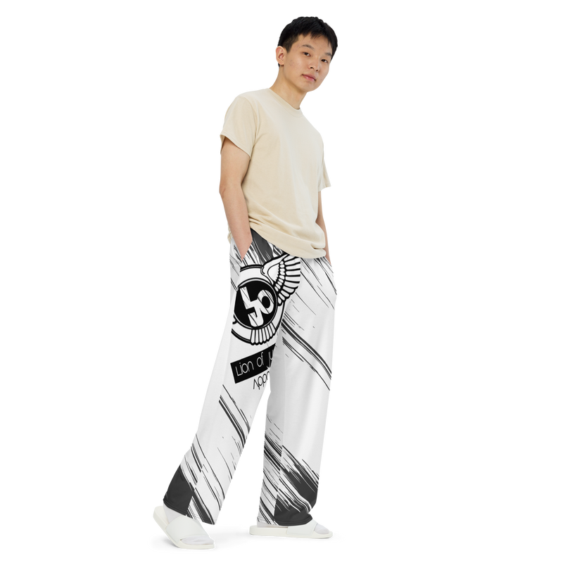 Lion Of Judah Black Logo Graphic Design Unisex Wide-Leg Pants