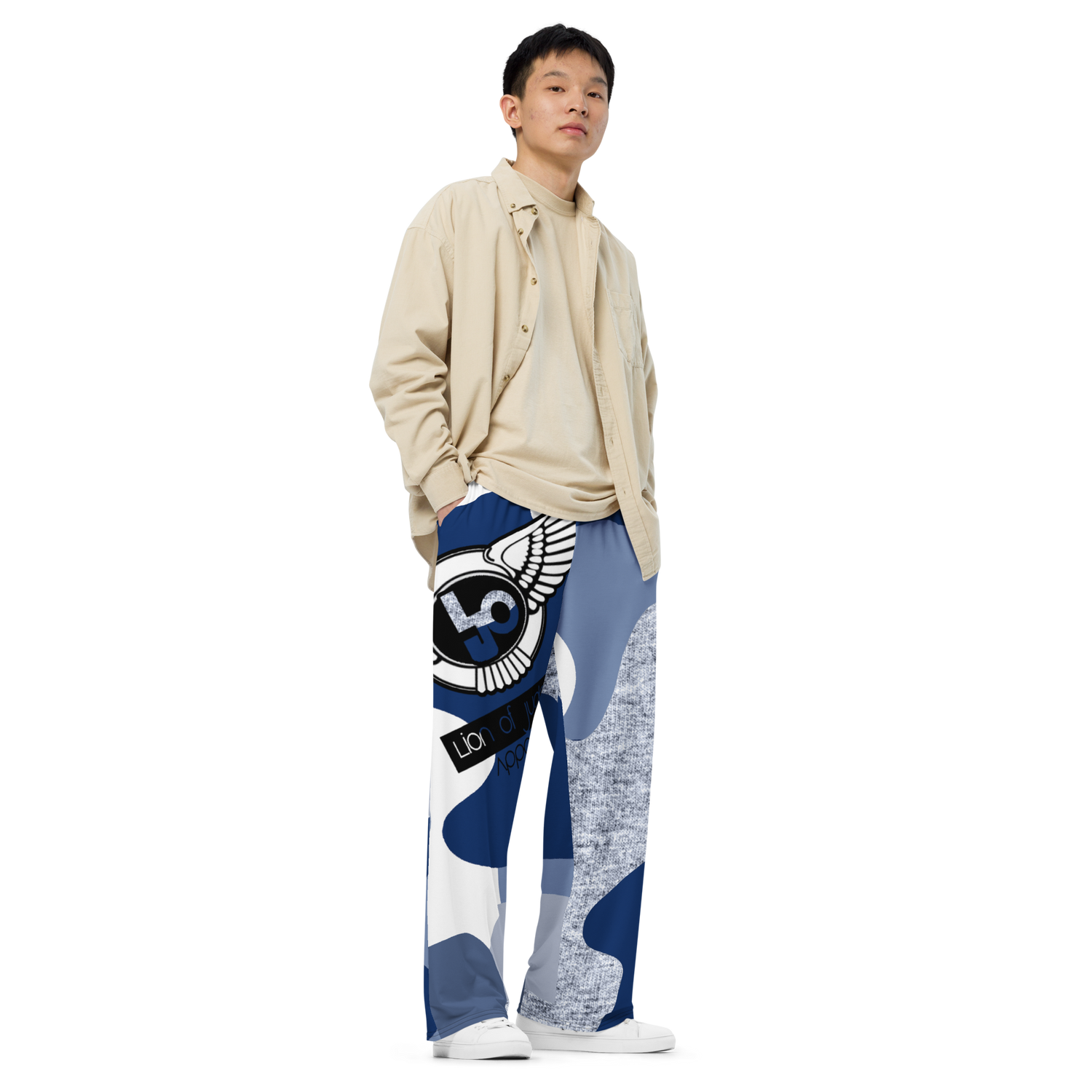 Lion Of Judah Black Logo Pattern Design Unisex Wide-Leg Pants