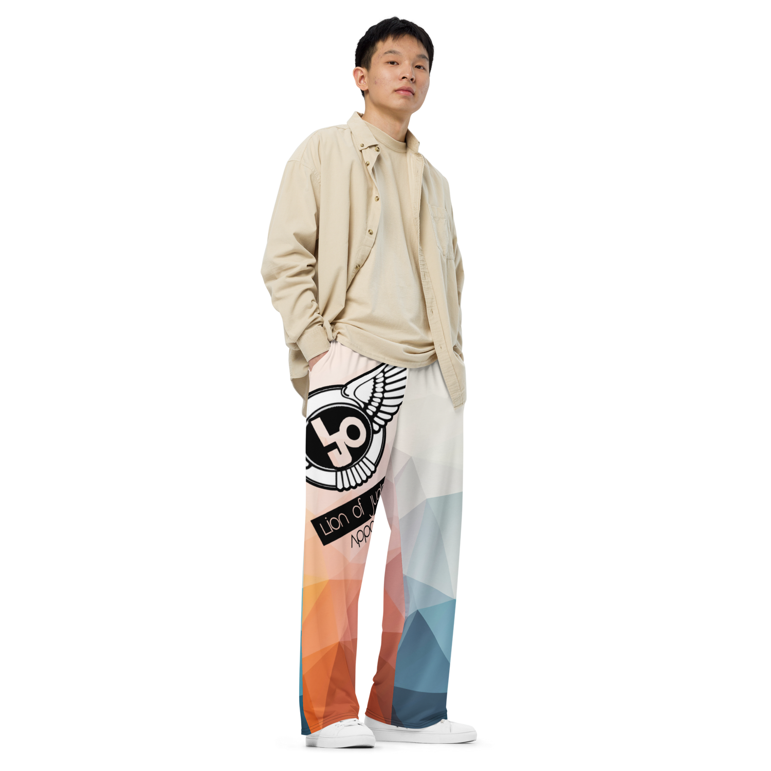 Lion Of Judah Black Logo Graphic Design V.2 Unisex Wide-Leg Pants