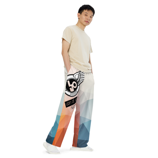 Lion Of Judah Black Logo Graphic Design V.2 Unisex Wide-Leg Pants