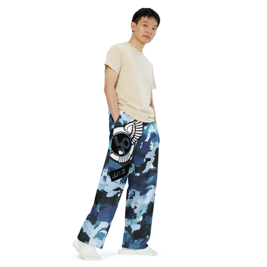 Lion Of Judah Black Logo Graphic Design Camo V.2 Unisex Wide-Leg Pants