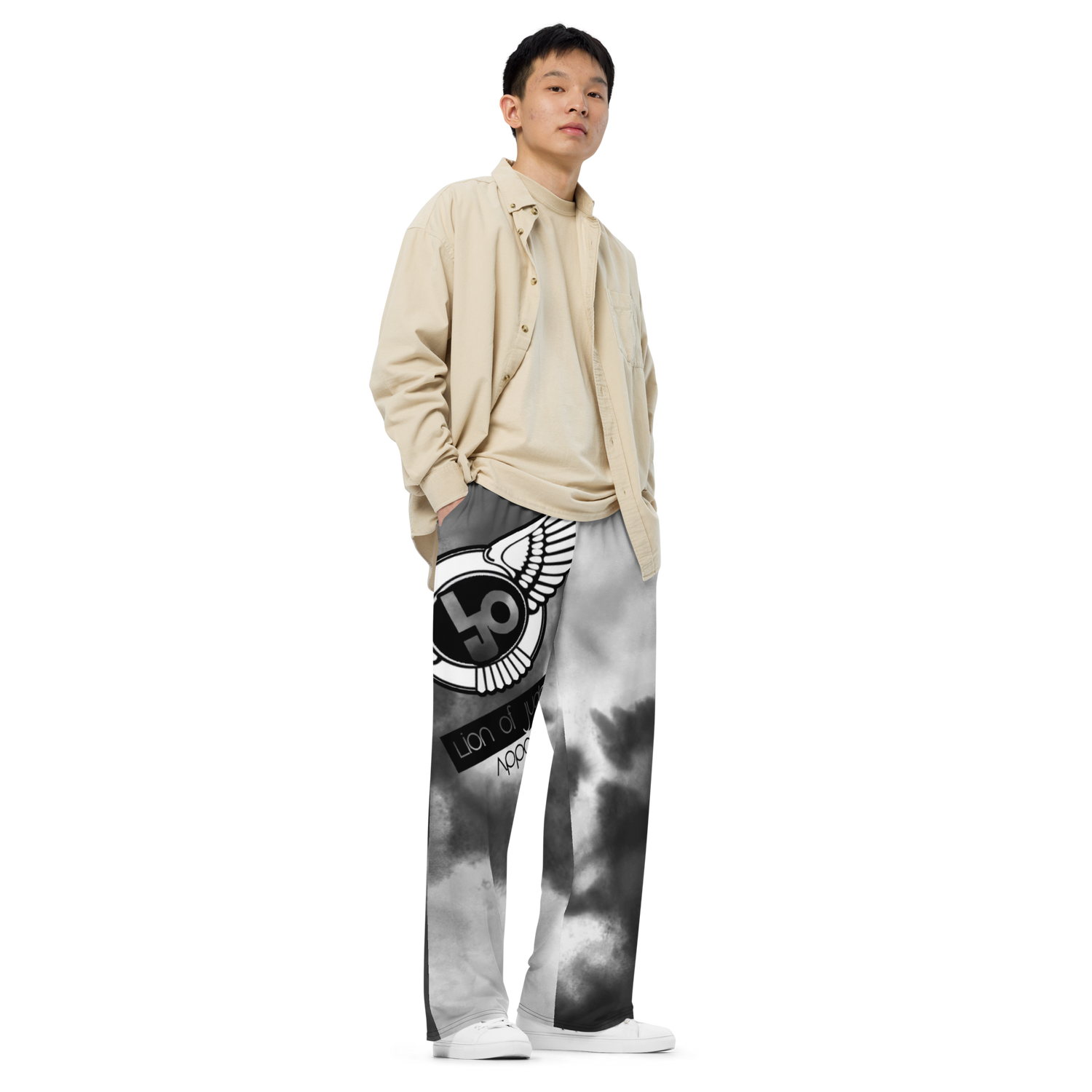Lion Of Judah Black Logo Black & Grey Graphic Design unisex wide-leg pants