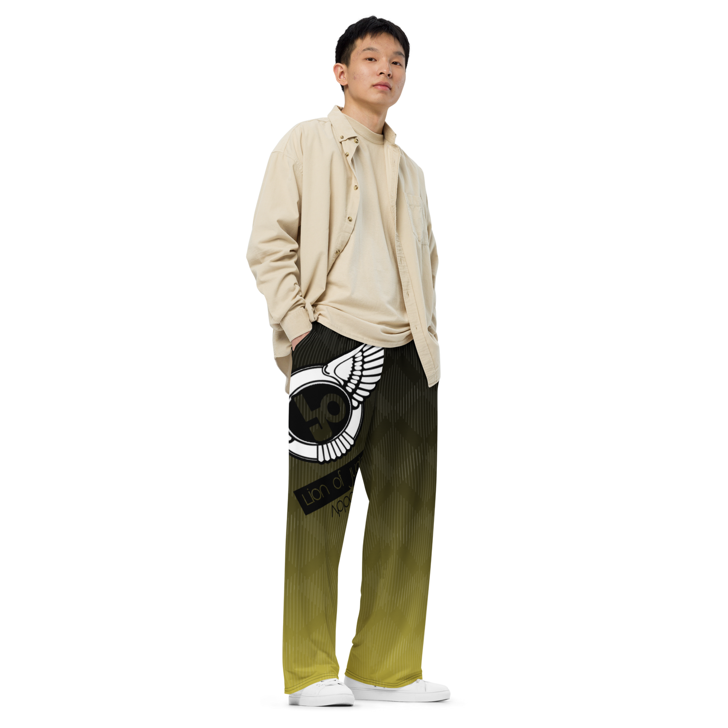 Lion Of Judah Black Logo Black Yellow fade Graphic Design V.3 Unisex Wide-Leg Pants