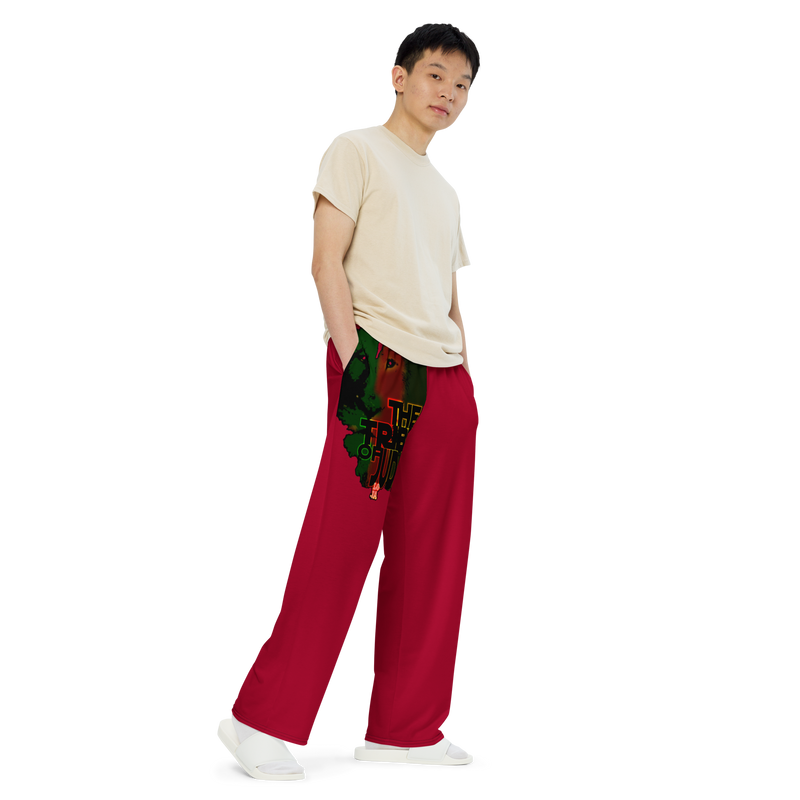 Tribe Of Judah Lion Graphic Design Red Unisex Wide-Leg Pants