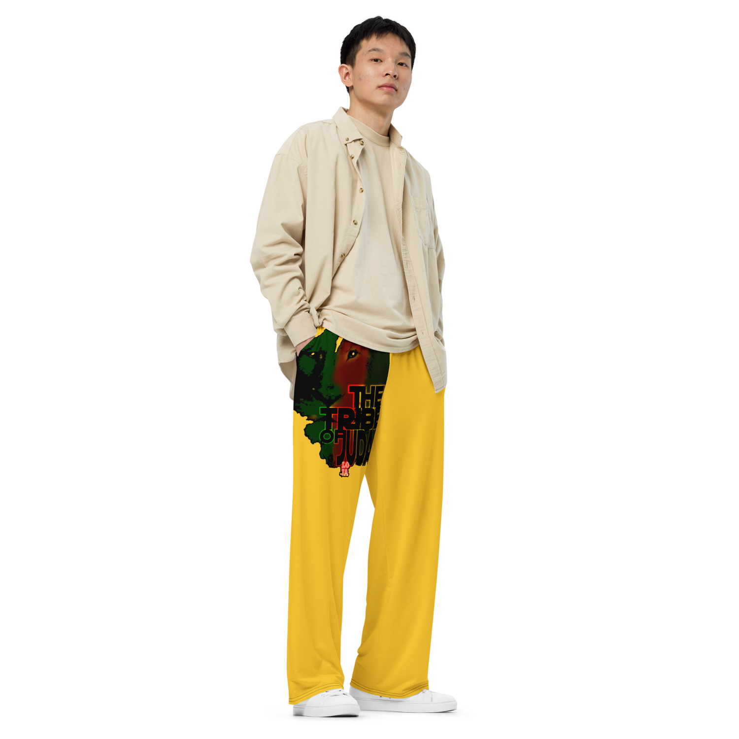 Tribe Of Judah Lion Graphic Design Yellow Unisex Wide-Leg Pants