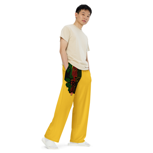 Tribe Of Judah Lion Graphic Design Yellow Unisex Wide-Leg Pants