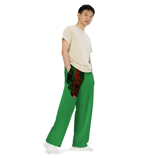 Tribe Of Judah Lion Graphic Design Green Unisex Wide-Leg Pants