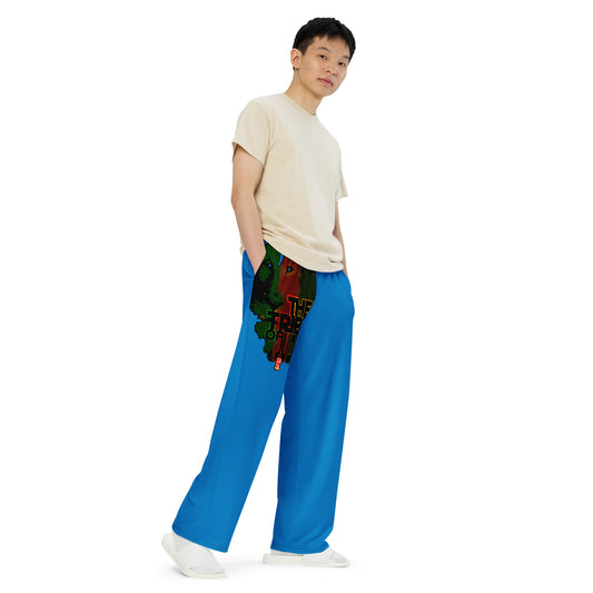Tribe Of Judah Lion Graphic Design Navy Blue Unisex Wide-Leg Pants