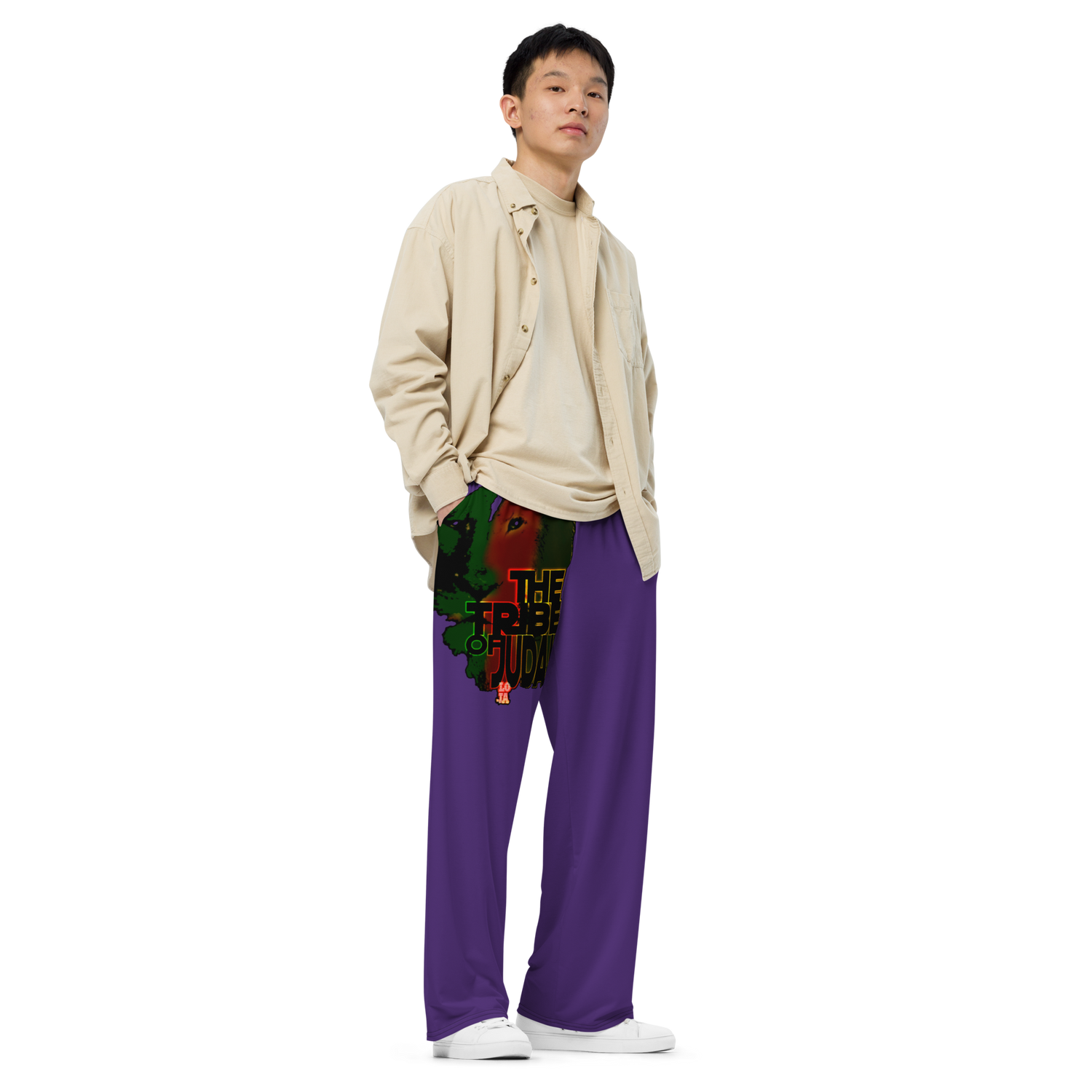 Tribe Of Judah Lion Graphic Design Purple Unisex Wide-Leg Pants