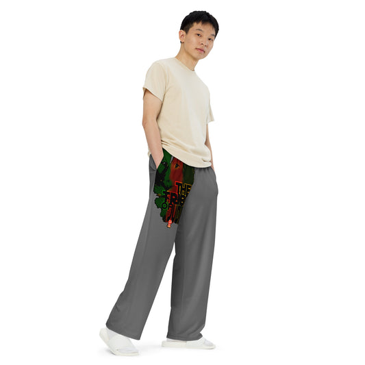 Tribe Of Judah Lion Graphic Design Grey Unisex Wide-Leg Pants
