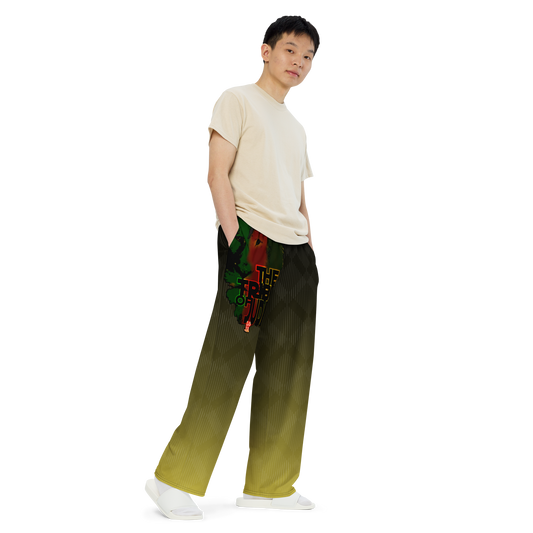 Tribe Of Judah Lion Black to Yellow Fade Graphic Design Unisex Wide-Leg Pants