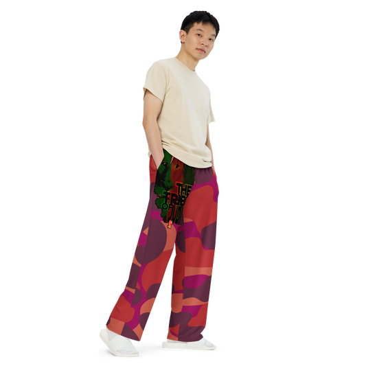 Tribe Of Judah Lion Red Camo Graphic Design V.2 Unisex Wide-Leg Pants