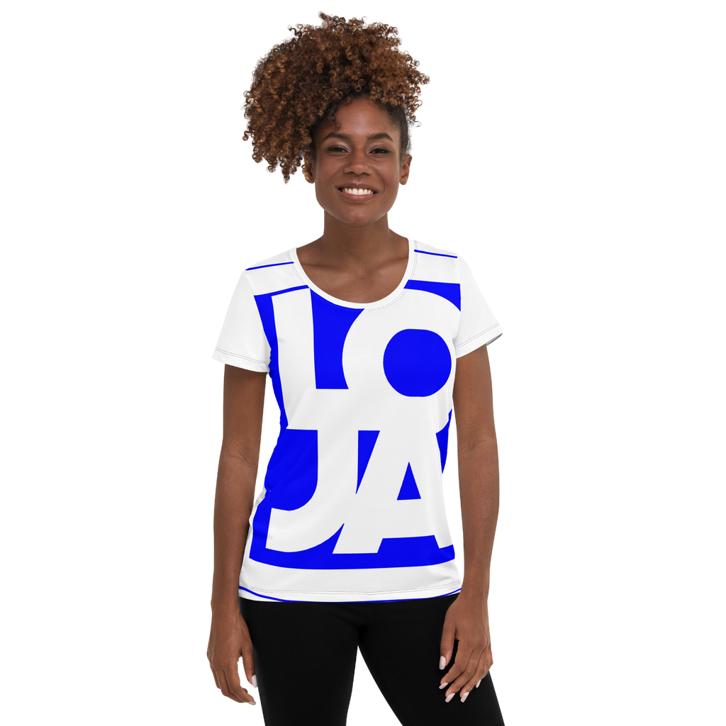 (Big Print ) Planet Earth Blue Lion Of Judah Apparel Logo All Over Print Women's Athletic T-shirt