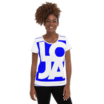 (Big Print ) Planet Earth Blue Lion Of Judah Apparel Logo All Over Print Women's Athletic T-shirt