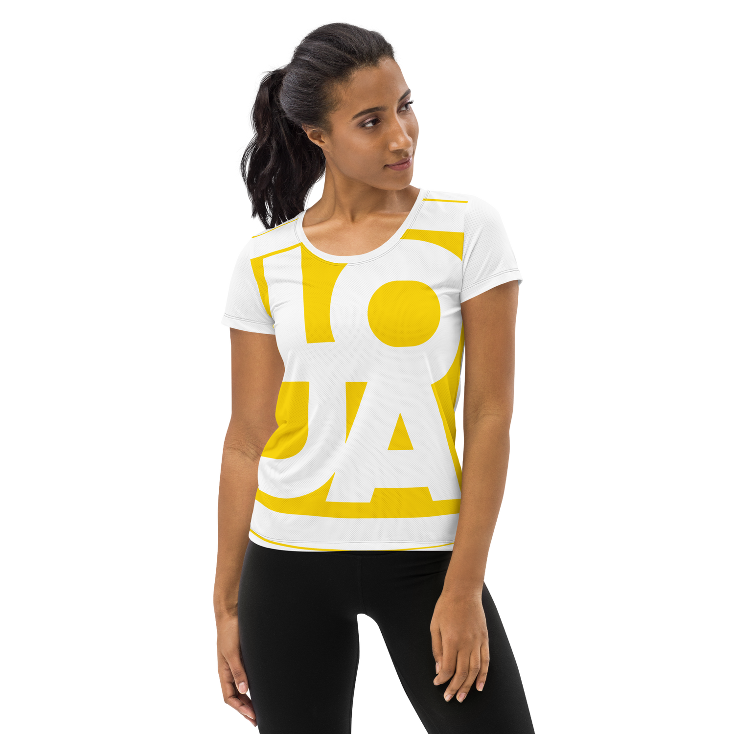 Lion Of Judah Apparel Logo High Energy bright Sun Star Yellow All Over Print Women's Athletic T-shirt
