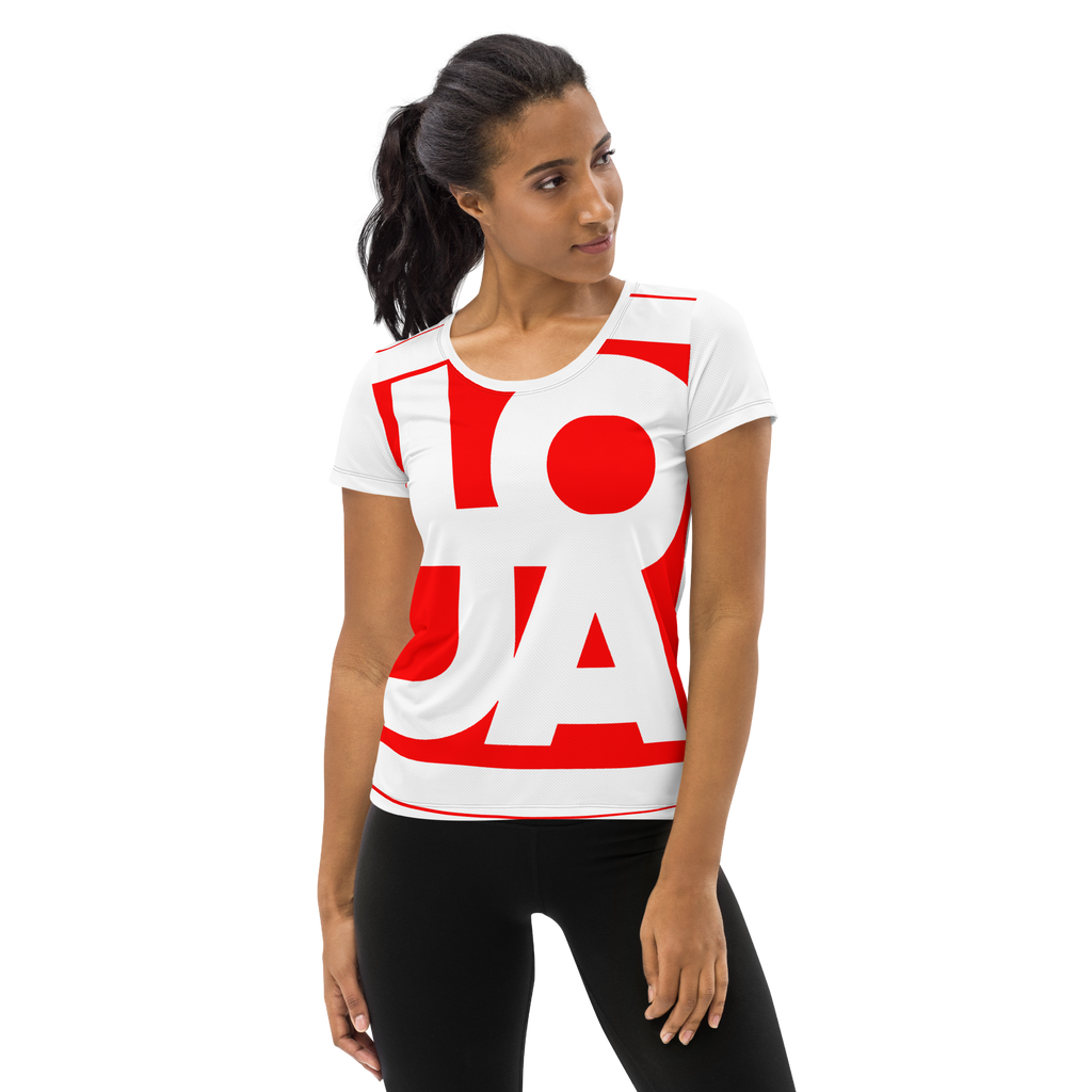 (Big Print) Fire Engine Red Lion Of Judah Apparel Logo All Over Print Women's Athletic T-shirt
