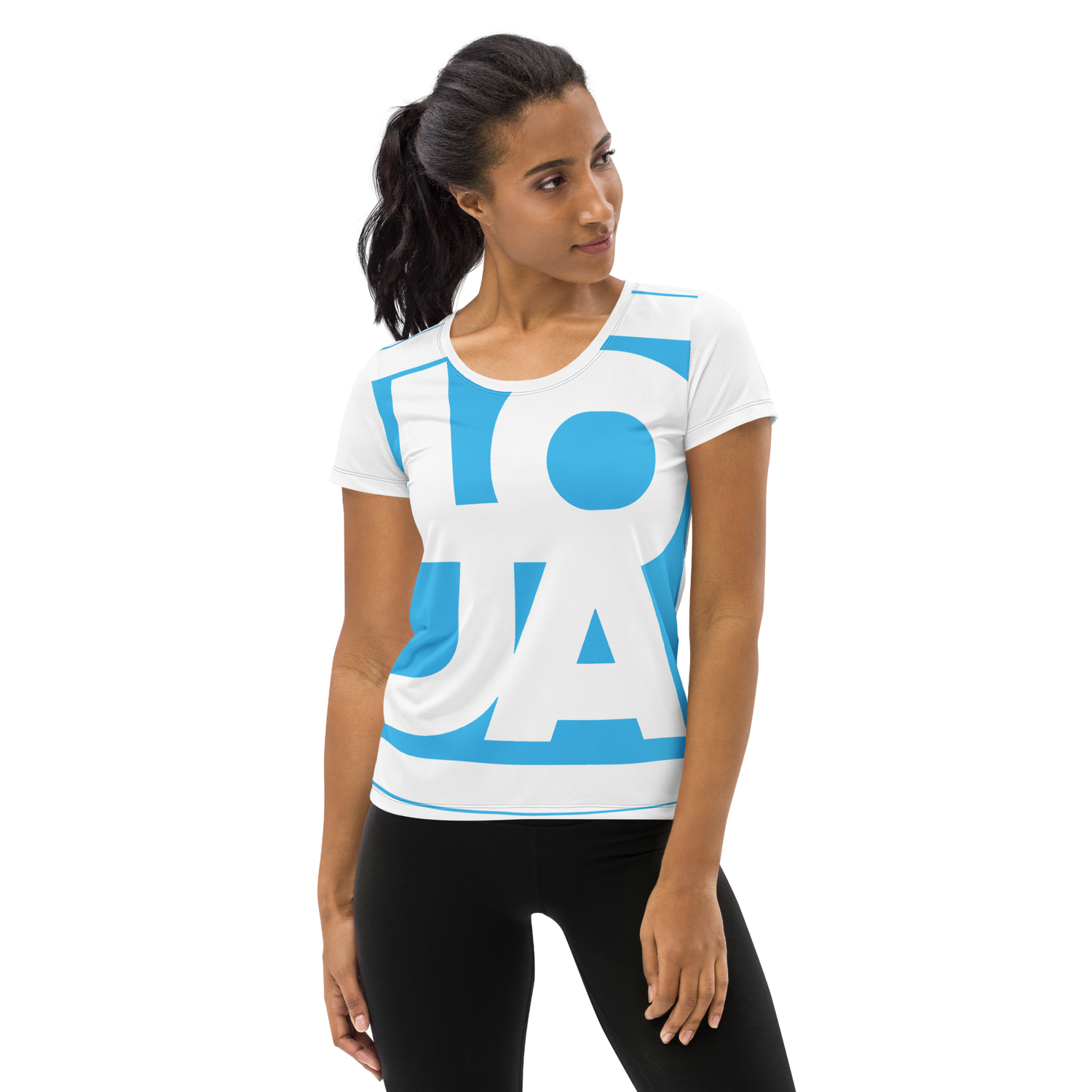 Lion Of Judah Apparel Logo Baby Blue All Over Print Women's Athletic T-shirt
