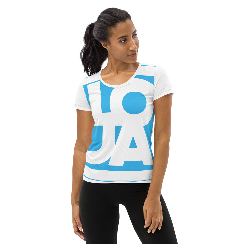 (Big Print) Baby Blue Lion Of Judah Apparel Logo All Over Print Women's Athletic T-shirt