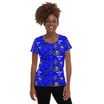 Lion Of Judah Apparel Blue Pattern Design All Over Print Women's Athletic T-shirt