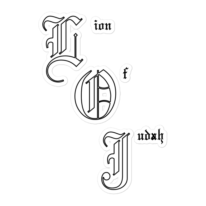 Lion Of Judah Ole English Words Bubble free stickers